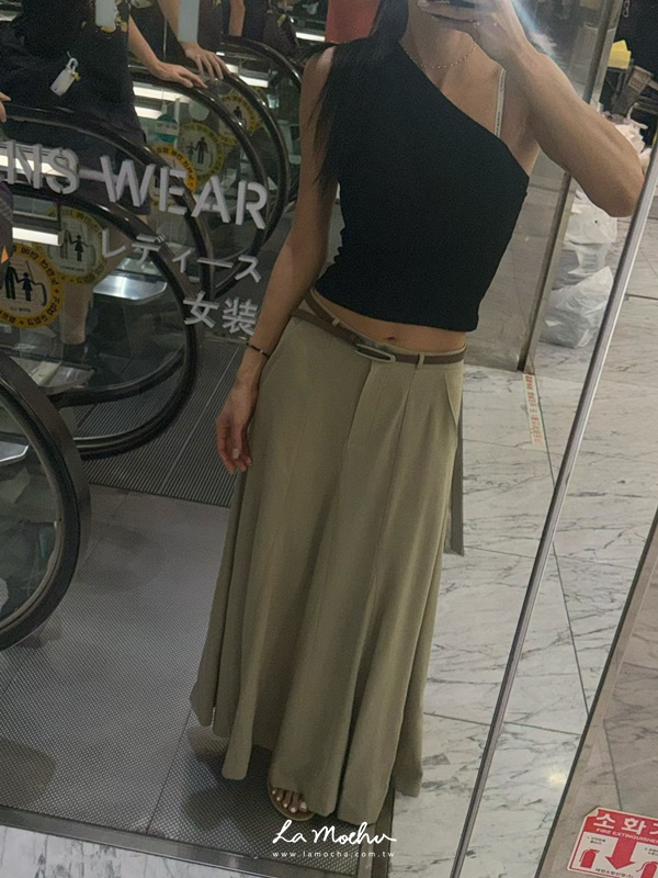 鬆弛感抓摺寬長裙(闆娘.花花清單)